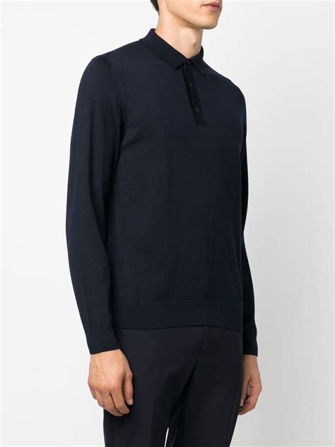 Hugo Boss Long-sleeve Polo Shirt In Blue | ModeSens