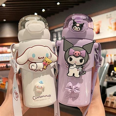 Sanrio Hello Kitty Water Cup 460ml Cute Kuromi Thermal Cups Anime Cartoon My Melody Stainless