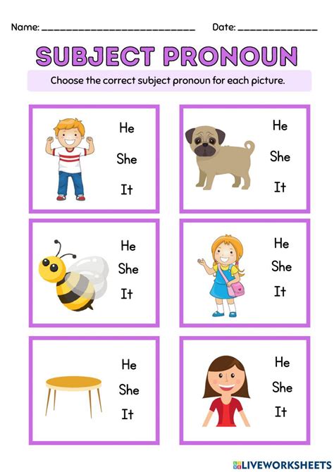 Subject Pronoun Worksheet For Class 2