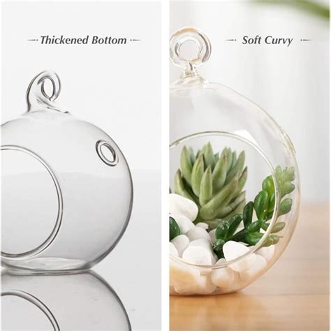 Wgv Bougeoir Suspendre Rond Transparent Verre Orb Terrarium Vase