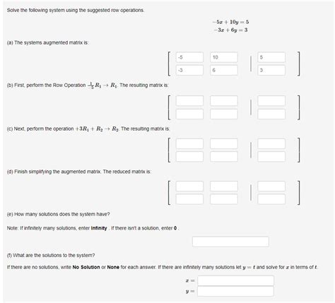 [solved] Solve The Following System Using The Suggested Row