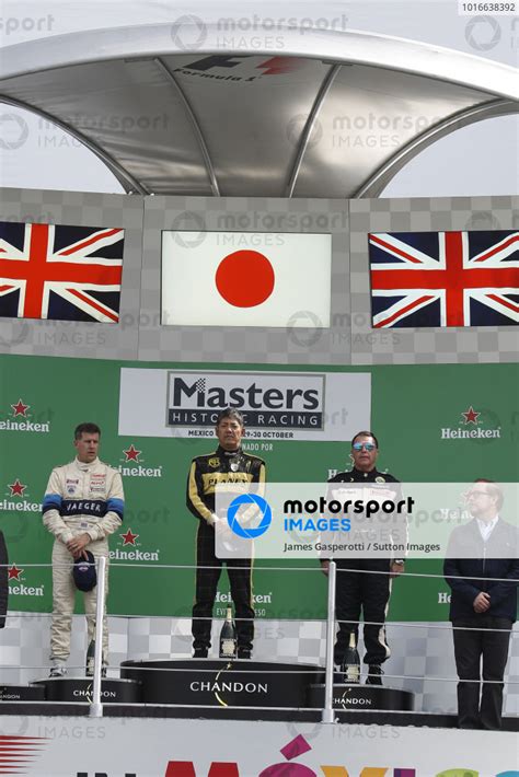 Podium L To R Second Placed Aaron Scott GBR Race Winner Katsuaki