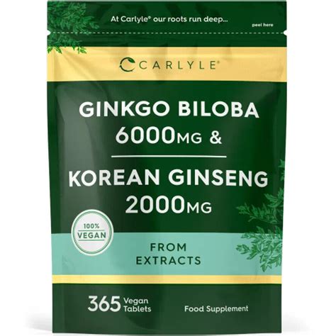 Ginkgo Biloba And Ginseng Tablets 8000mg High Strength Extract Ginkgo 6000mg And Panax Ginseng