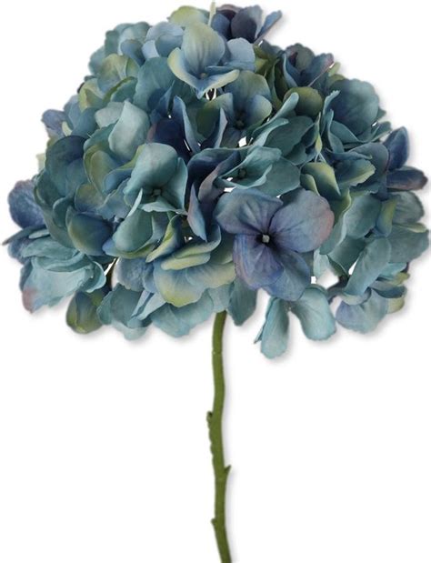 Viv Home Luxuries Hortensia Groot Zijden Bloem Blauw 75cm