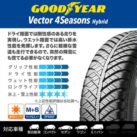 HOT STUFF オールシーズンタイヤ ホイール 本セット ホットスタッフ エクシーダー E II ブラックVer グッドイヤー VECTOR ベクター Seasons ハイブリッド