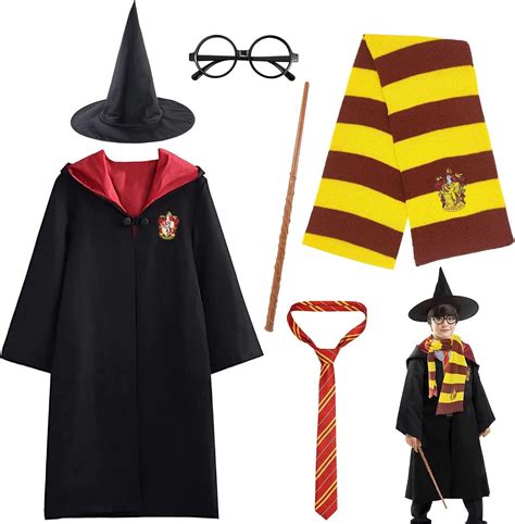 Wellxunk Magier Robe Gry Ffindor Uniform Halloween Zauberer Kost M