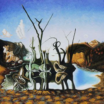 Swans Reflecting Elephants Oil Painting By Salvador Dali