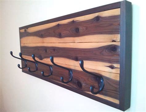 Coat Rack Rustic Wall Mount Rare Grain Cedar With By Cedaroaks