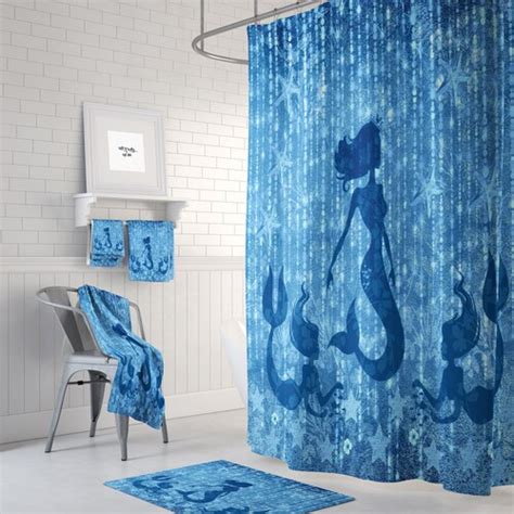 Mermaid Shower Curtain Optional Bath Mat Bathroom Under Water Etsy