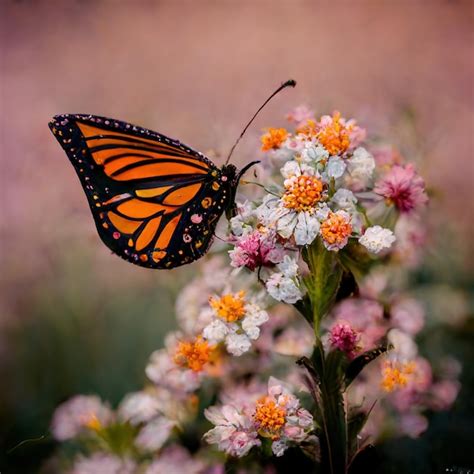 Mariposa Volando Entre Flores Foto Premium