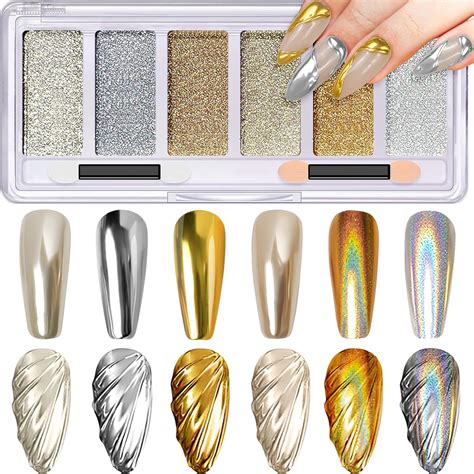 Amazon Gold Silver Chrome Nail Powder Holographic Unicorn