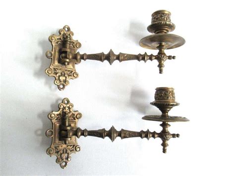 Set of 2 Antique Solid Brass Victorian Piano Candelabra, Candle Holder ...