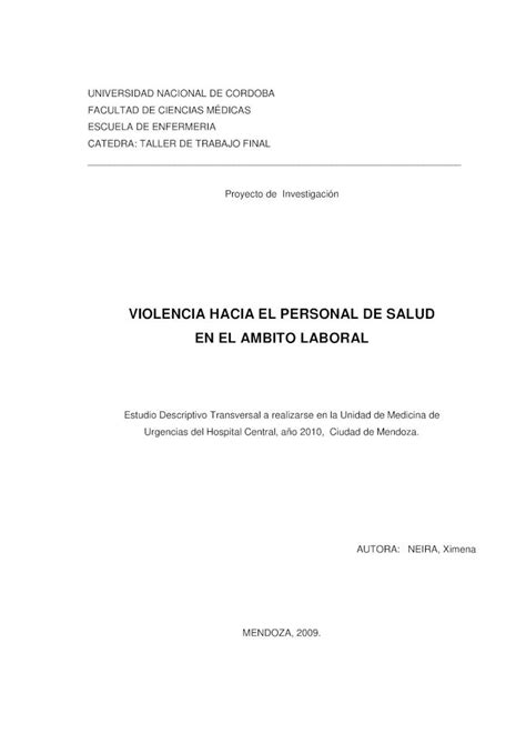 Pdf Violencia Hacia El Personal De Salud En El Ambito Laboral