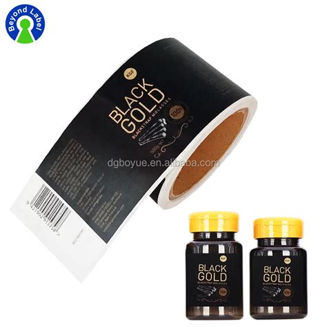 Custom Adhesive Glossy Spot Uv Bottle Label Gold Foil Hot Stamping