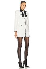 Self Portrait Boucle Pussy Bow Mini Dress In Cream Fwrd