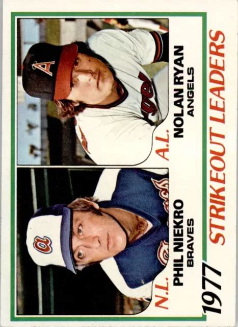 1978 TOPPS 206 Strikeout Leaders DP Phil Niekro Nolan Ryan VG EX