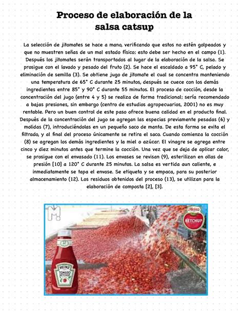 Proceso De Elaboraci N De La Salsa Catsup Proceso De Elaboraci N De