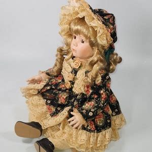 Porcelain Doll Genuine Fine Bisque Doll Victorian Porcelain Doll Sitting Doll Blonde Curly
