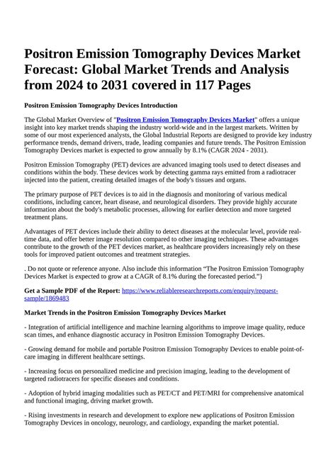 Reportprime Positron Emission Tomography Devices Market Forecast