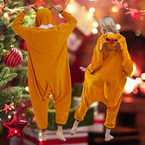 Snapklik.com : NEWCOSPLAY Unisex Adult Brown Reindeer Onesie Plush One
