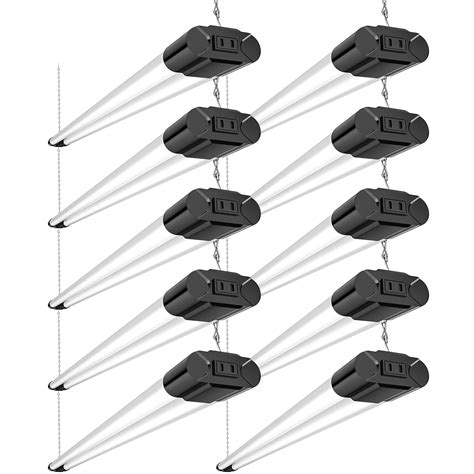 BBOUNDER 10 Pack Linkable LED Utility Shop Light 4400 LM 6500K Cool