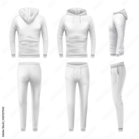 Realistic Hoodies And Pants Mockup Man Sportswear White Hoodie And