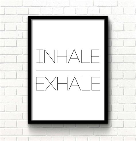 Inhale Exhale Print Yoga Wall Art Yoga Sign Black And White Etsy