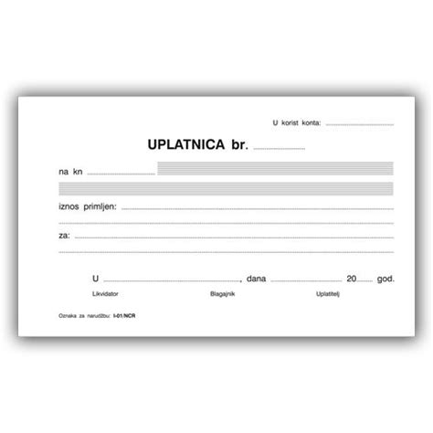 Obrazac Uplatnica A 1 NCR Trebam Toner