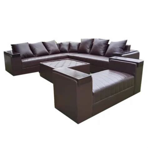 Seater Brown Leather Corner Sofa Set At Rs Set In Greater Noida