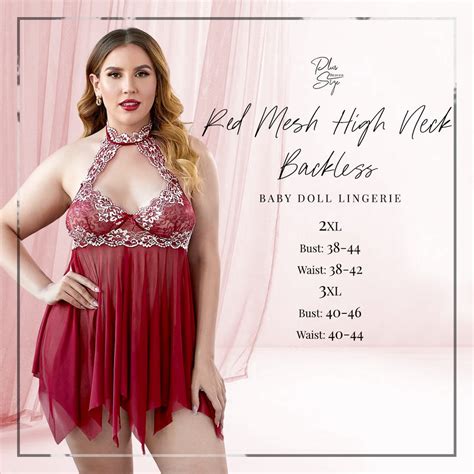 Red Mesh High Neck Backless Plus Size Baby Doll Lingerie Shopee Philippines