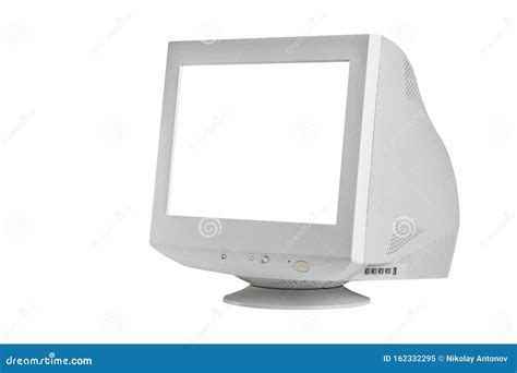 Pantalla De Monitor CRT Retro Antiguo Con Pantalla Blanca En Blanco