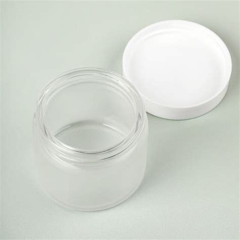 2 Oz Frosted Glass Jar With White Cap Bramble Berry