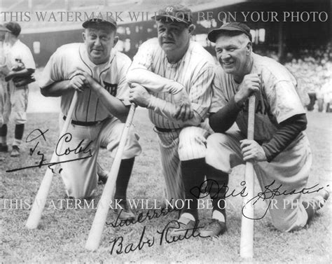 Babe Ruth Ty Cobb And Tris Speaker Baseball Legends Signed Autograph