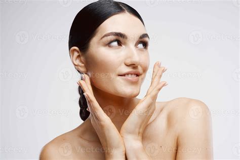 Perky Brunette With Bare Shoulders Clear Skin Spa Treatments Stock Photo At Vecteezy