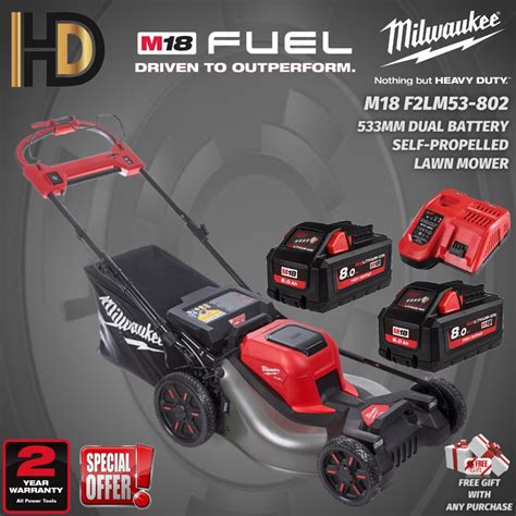 Milwaukee M F Lm Fuel Mm Self Propelled Dual Battery Lawn Mower