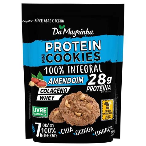 Cookies Protein 100 Integral 100g Amendoim Da Magrinha Divina