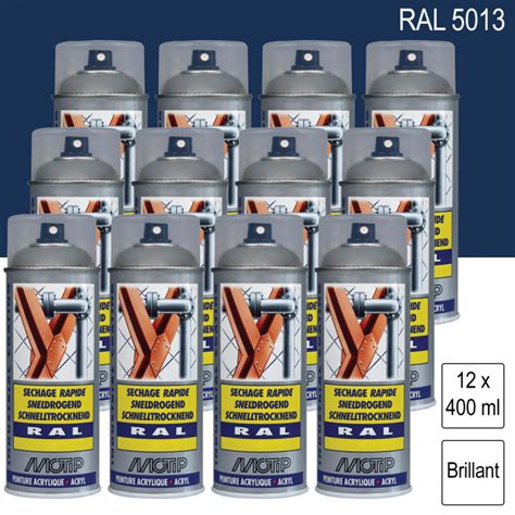 Lot de 12 Peintures aérosol RAL 5013 Bleu cobalt brillant 400ml MOTIP