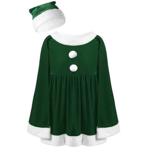 Dpois Ensemble Noël Mère Robe Cape Fille Enfant Chapeau Noël Robe