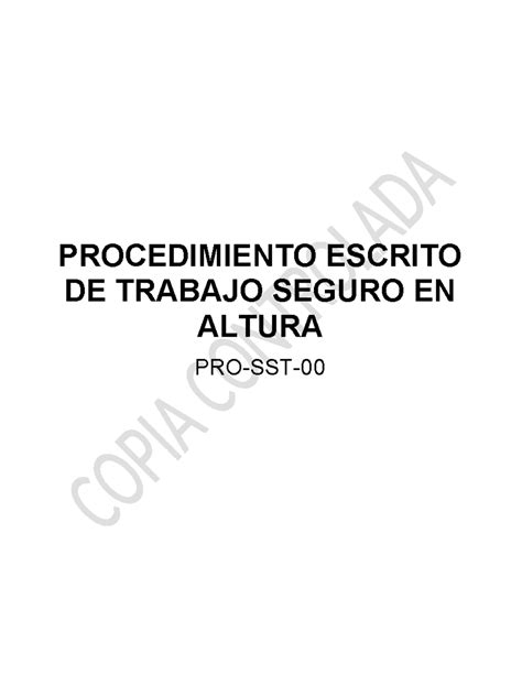 LG HSE PR 14 Procedimiento Escrito DE Trabajo EN Altura PROCEDIMIENTO