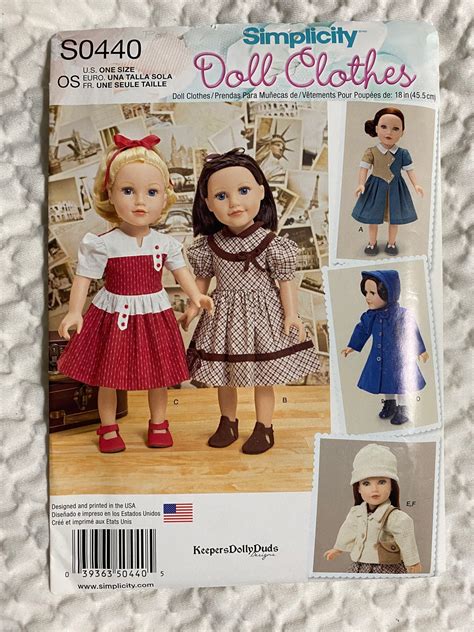 Rare Simplicity S0440 Keepers Dolly Duds 18in Doll Pattern 1940 50s Style Dresses Coat