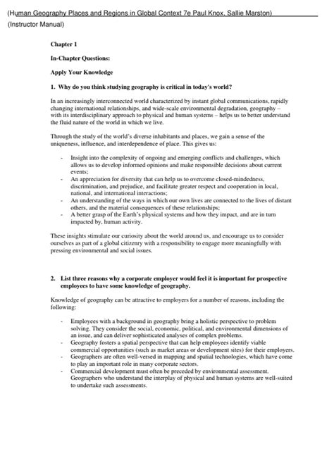 Human Geography Places and Regions in Global Context 7th Edition By