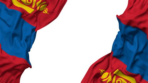 Mongolia Flag Cloth Wave Banner In The Corner With Bump And Plain