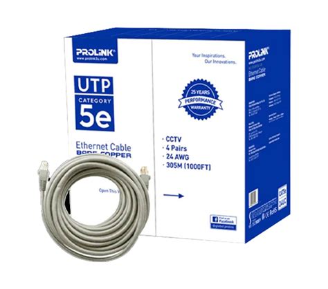 Network Cable PROLINK CAT5e CAT5e 24UC 24AWG 0 45mm Bare Copper UTP