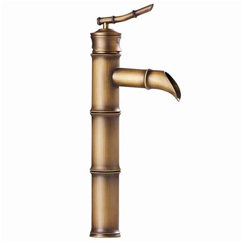 Bamboo Style Faucet Water Pump Looking Bathroom Faucet Antique Brass