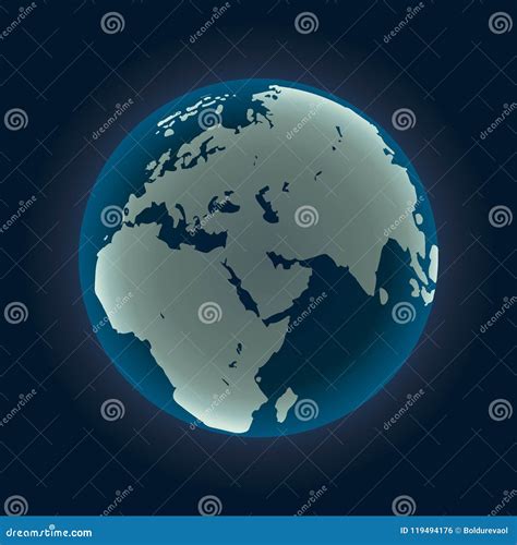 Global Sphere Isolated On Black Background Luminescent Earth Icon