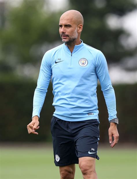 Manchester City Manager Pep Guardiola During Training At Manchester