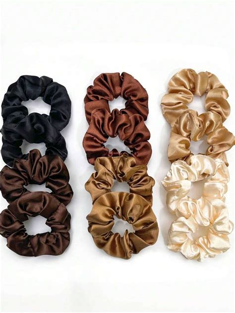 Pcs Silky Scrunchies Satin Scrunchies Black Brown Scrunchie Pack