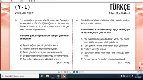 Tyt Ayt Anlatim Bozuklu U Km Sorular Ve Z Mleri Youtube
