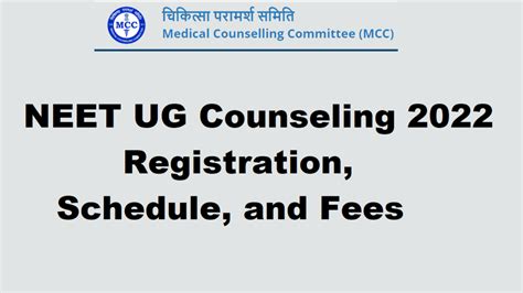 Neet Ug Counseling 2022 Registration Schedule And Fees