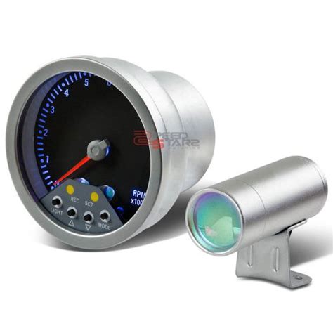 Find 4 Silver 11k Rpm Blue Illuminated Tach Tachometer Gauge Led Shift Light Lamp In Rowland